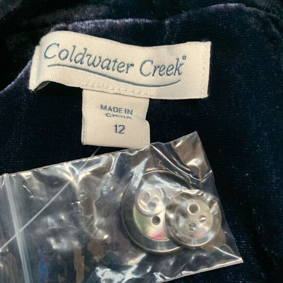 Vintage Coldwater Creek Navy Blue Velvet Two Button Blazer Jacket Size 12 - Picture 11 of 13